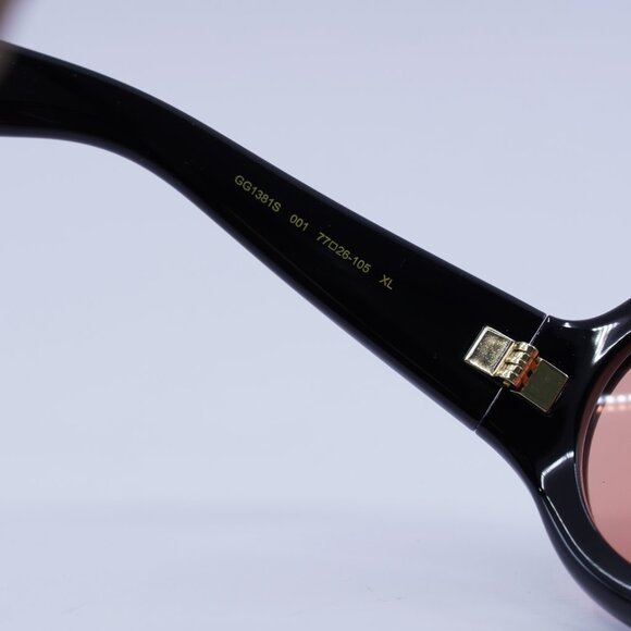 Gucci GG1381S 001 Sunglasses Shiny Black Cat Eye Frame, Red Lenses - Picture 7 of 11